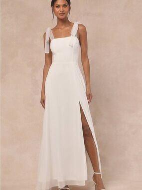 Lulus Radiant Romance White Tie Strap Maxi Dress Size XL NWT